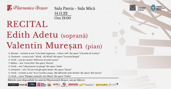 Soprana Edith Adetu și pianistul Valentin Mureșan în recital