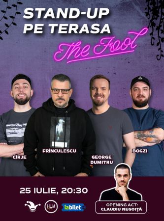 Stand-up comedy pe terasă cu Frinculescu, Cîrje, Bogzi și George Dumitru