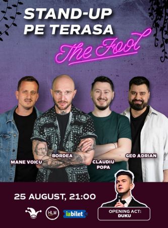 Stand-up comedy pe terasă cu Bordea, Mane Voicu, Geo Adrian și Claudiu Popa