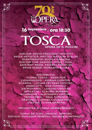 "Tosca" deschide stagiunea aniversară a Operei Brașov!