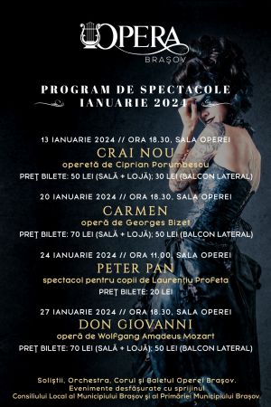 PROGRAM de SPECTACOLE – IANUARIE 2024