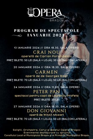 PROGRAM de SPECTACOLE – IANUARIE 2024