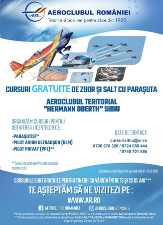 Înscrieri cursuri zbor & parașutism Sibiu 2025!