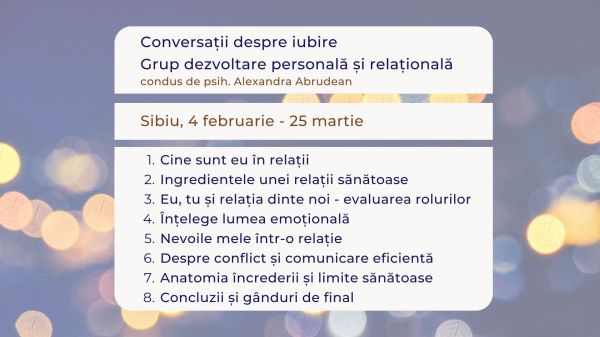 Conversații despre iubire - grup dezvoltare personală și relațională